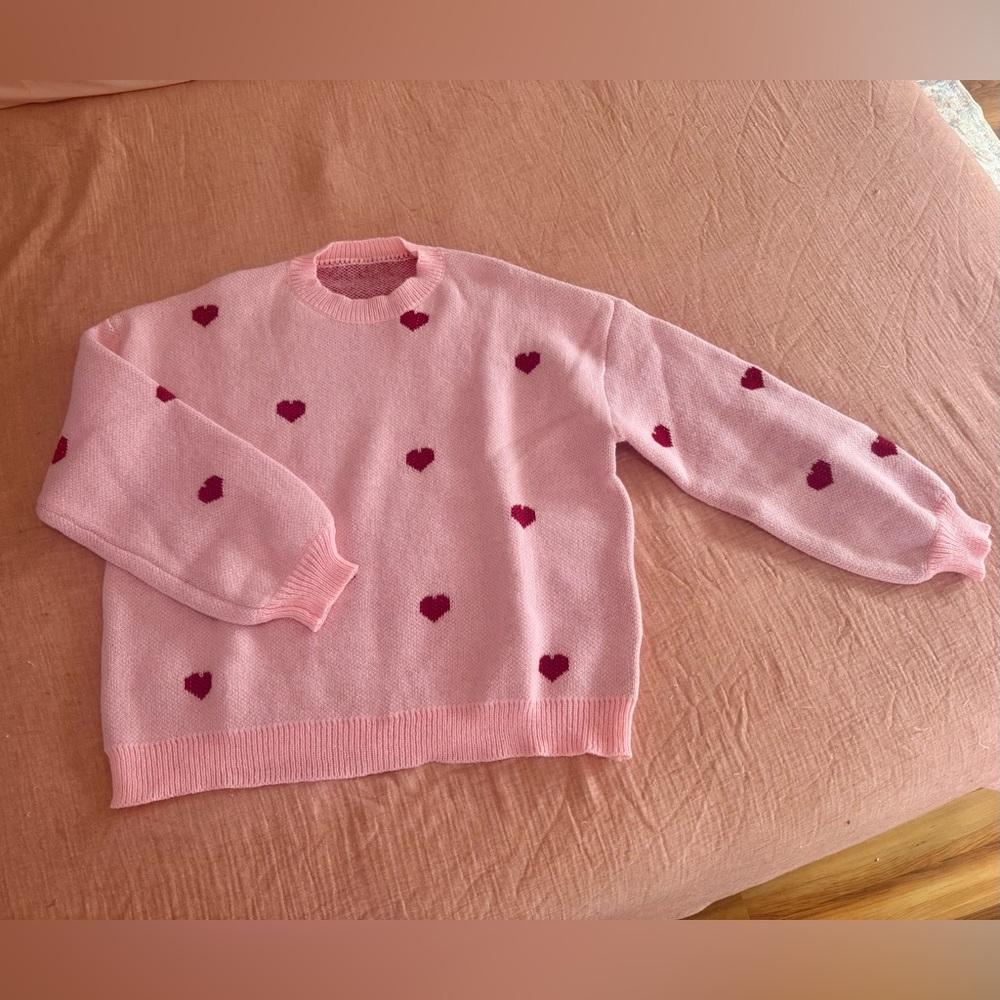 Pink Heart Pattern Sweater - Picture 3 of 4